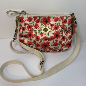 Coach Poppy Floral Zip Crossbody Bag Chic Designer Adjustable